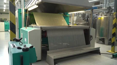 Linen yarn manufacturing process on textile factory machinery Stock Footage 247190787