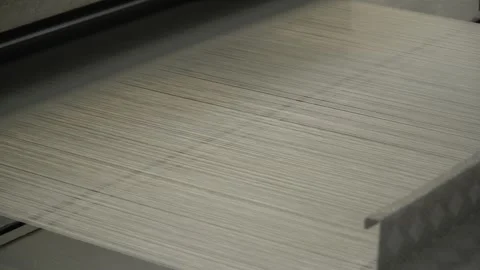 Linen yarn manufacturing process on textile factory machinery Stock Footage 247190827