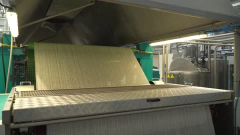 Linen yarn manufacturing process on textile factory machinery Stock Footage 247190868