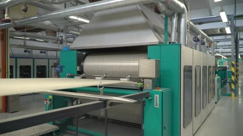 Linen yarn manufacturing process on textile factory machinery Stock Footage 247190947
