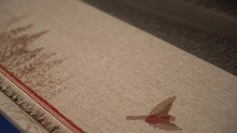 Linen yarn manufacturing process on textile factory machinery Stock Footage 247191097