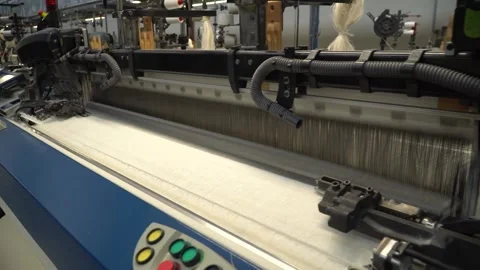 Linen yarn manufacturing process on textile factory machinery Stock Footage 247191112