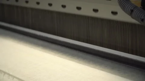 Linen yarn manufacturing process on textile factory machinery Stock Footage 247191133