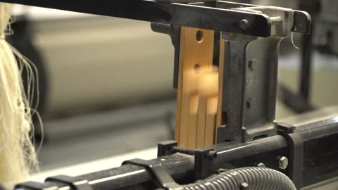 Linen yarn manufacturing process on textile factory machinery Stock Footage 247191181