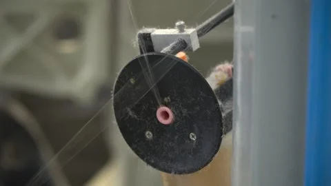 Linen yarn manufacturing process on textile factory machinery Stock Footage 247191228