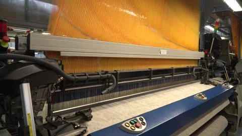 Linen yarn manufacturing process on textile factory machinery Stock Footage 247191240