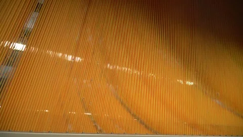 Linen yarn manufacturing process on textile factory machinery Stock Footage 247191276