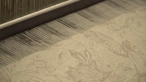 Linen yarn manufacturing process on textile factory machinery Stock Footage 247191290