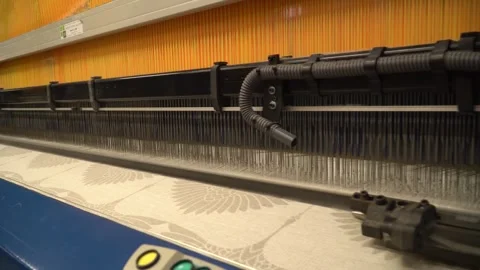 Linen yarn manufacturing process on textile factory machinery Stock Footage 247191303