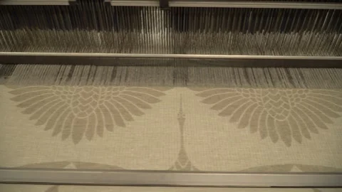 Linen yarn manufacturing process on textile factory machinery Stock Footage 247191348