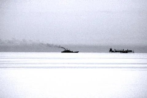 The liner in the sea Stock Photos