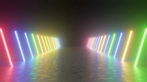 Lines 3d animation abstract neon colorful background. 3d illustration rendering  Stock Footage 326373119