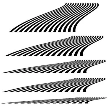 Lines in 3d perspective. Vanishing lines, stripes with distortion effect. Stock Illustration