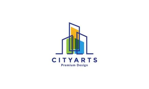 Lines abstract city building skyscraper logo vector symbol icon illustratio.. Ilustración de archivo