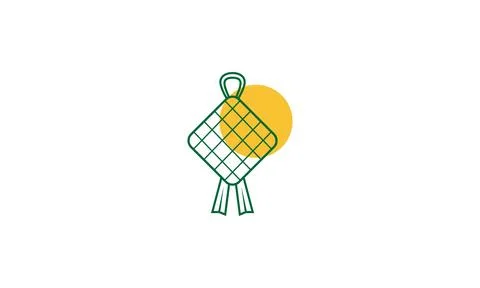Lines abstract green Ketupat Eid logo symbol vector icon illustration graph.. Illustrazione stock