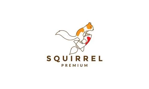 Lines abstract squirrel with rocket logo symbol vector icon illustration gr.. 库存插图