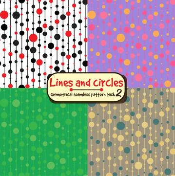 Lines and circles vertical seamless pattern pack Stock Illustration