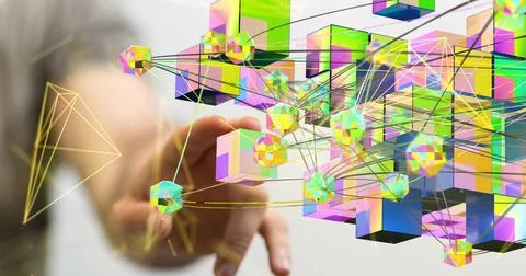 Lines and dots, Big data visualization Stock Photos