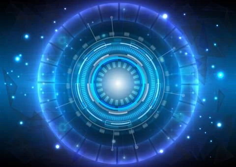 Lines and dots. Futuristic Sci-Fi glowing HUD and polygon. Abstract hi-tech b Stock Illustration