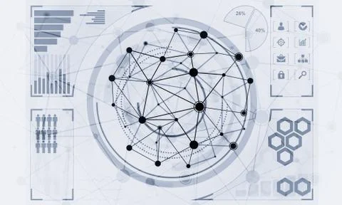 Lines and dots as networking idea drawn on white background Illustrazione stock