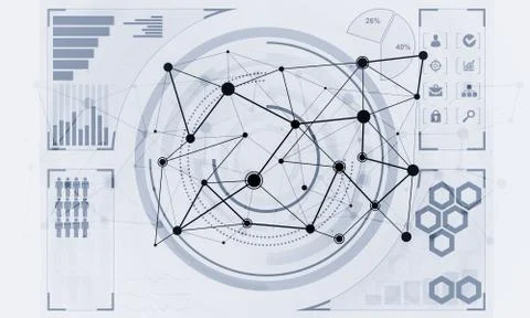 Lines and dots as networking idea drawn on white background Stock Illustration