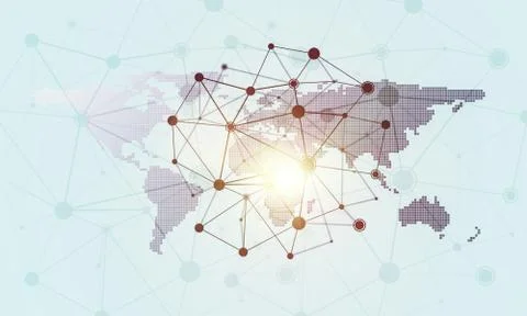 Lines and dots as networking idea drawn on white background Stock Illustration