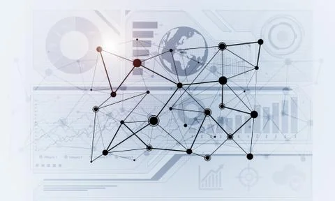 Lines and dots as networking idea drawn on white background Illustrazione stock