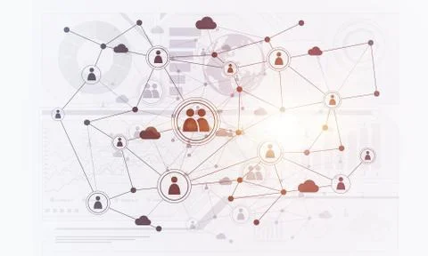 Lines and dots as networking idea drawn on white background Illustrazione stock