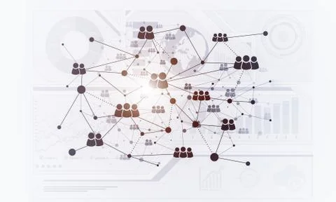 Lines and dots as networking idea drawn on white background Illustrazione stock