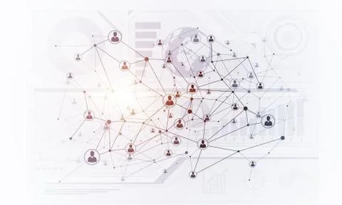 Lines and dots as networking idea drawn on white background Stock Illustration