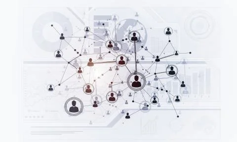 Lines and dots as networking idea drawn on white background Illustrazione stock