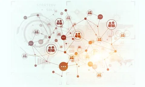 Lines and dots as networking idea drawn on white background Illustrazione stock