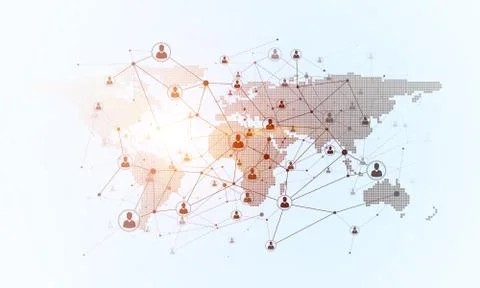 Lines and dots as networking idea drawn on white background Stock Illustration