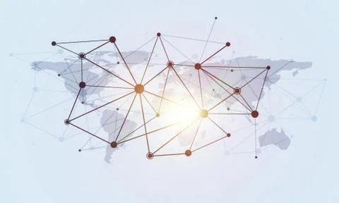 Lines and dots as networking idea drawn on white background Illustrazione stock