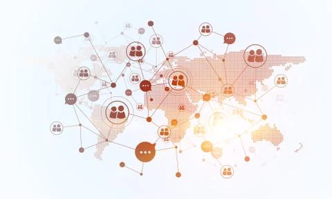 Lines and dots as networking idea drawn on white background Stock Illustration