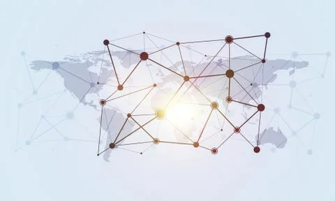 Lines and dots as networking idea drawn on white background Stock Illustration