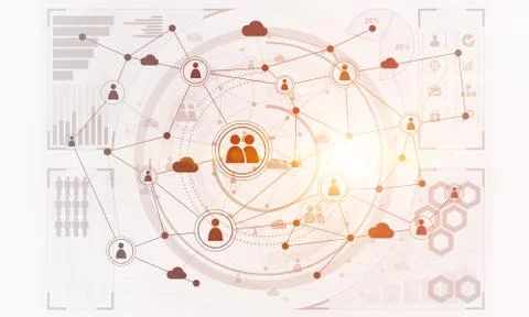 Lines and dots as networking idea drawn on white background Illustrazione stock