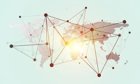 Lines and dots as networking idea drawn on white background Illustrazione stock