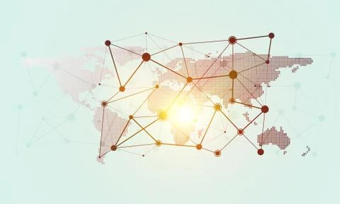 Lines and dots as networking idea drawn on white background Stock Illustration