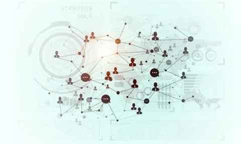 Lines and dots as networking idea drawn on white background Illustrazione stock
