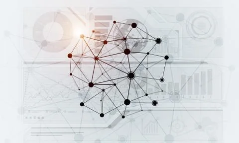 Lines and dots as networking idea drawn on white background Stock Illustration