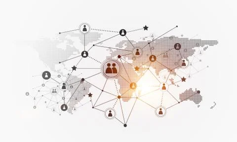 Lines and dots as networking idea drawn on white background Stock Illustration