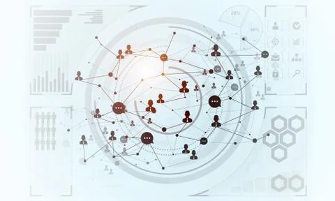 Lines and dots as networking idea drawn on white background Illustrazione stock