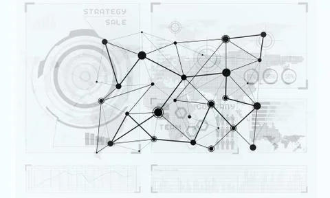 Lines and dots as networking idea drawn on white background Illustrazione stock