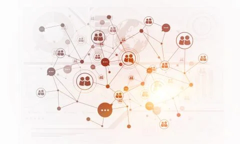Lines and dots as networking idea drawn on white background Illustrazione stock