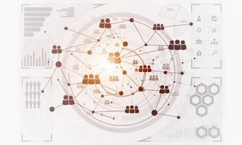 Lines and dots as networking idea drawn on white background Stock Illustration
