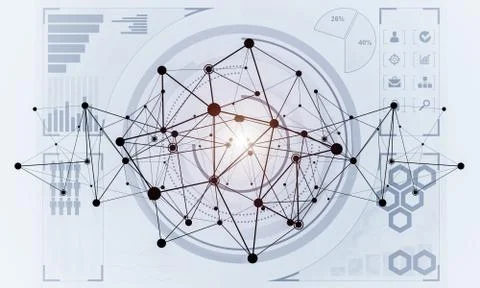 Lines and dots as networking idea drawn on white background Illustrazione stock