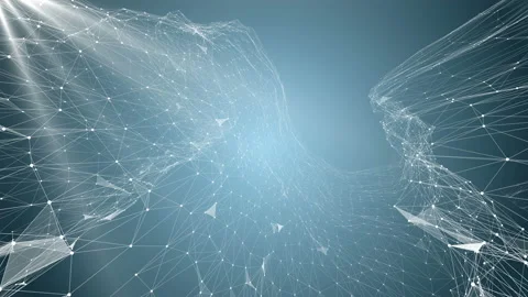 Lines and dots pulsating, forming a mesh. Depth of field settings. Background Stock Footage 113604567