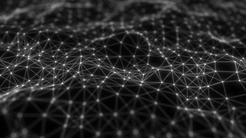 Lines and dots pulsating, forming a mesh. Modern abstract surface wave. Stock Footage 115026472
