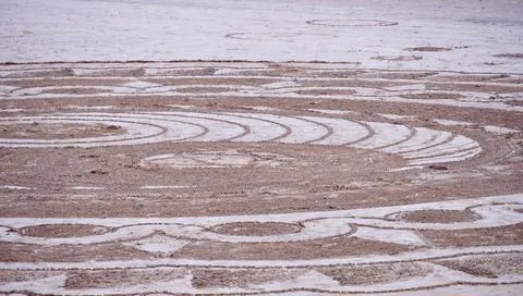 Lines and patterns drawn in the sand Stock Photos